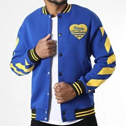 Remise 🥰 Veste Teddy 7421 Bleu Jaune de Classic Series ✔️