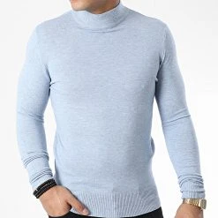 Grosses soldes ❤️ Pull Col Cheminée 665 Bleu Clair Chiné de Classic Series 🌟 -Classic Series Soldes classic series 338489 J665 13 20220921T154608 03