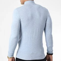 Grosses soldes ❤️ Pull Col Cheminée 665 Bleu Clair Chiné de Classic Series 🌟 -Classic Series Soldes classic series 338489 J665 13 20220921T154609 04