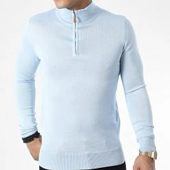 Promo 👍 Pull Col Zippé J666 Bleu Clair de Classic Series 🎁 -Classic Series Soldes classic series 338495 J666 3 20220921T154625 03