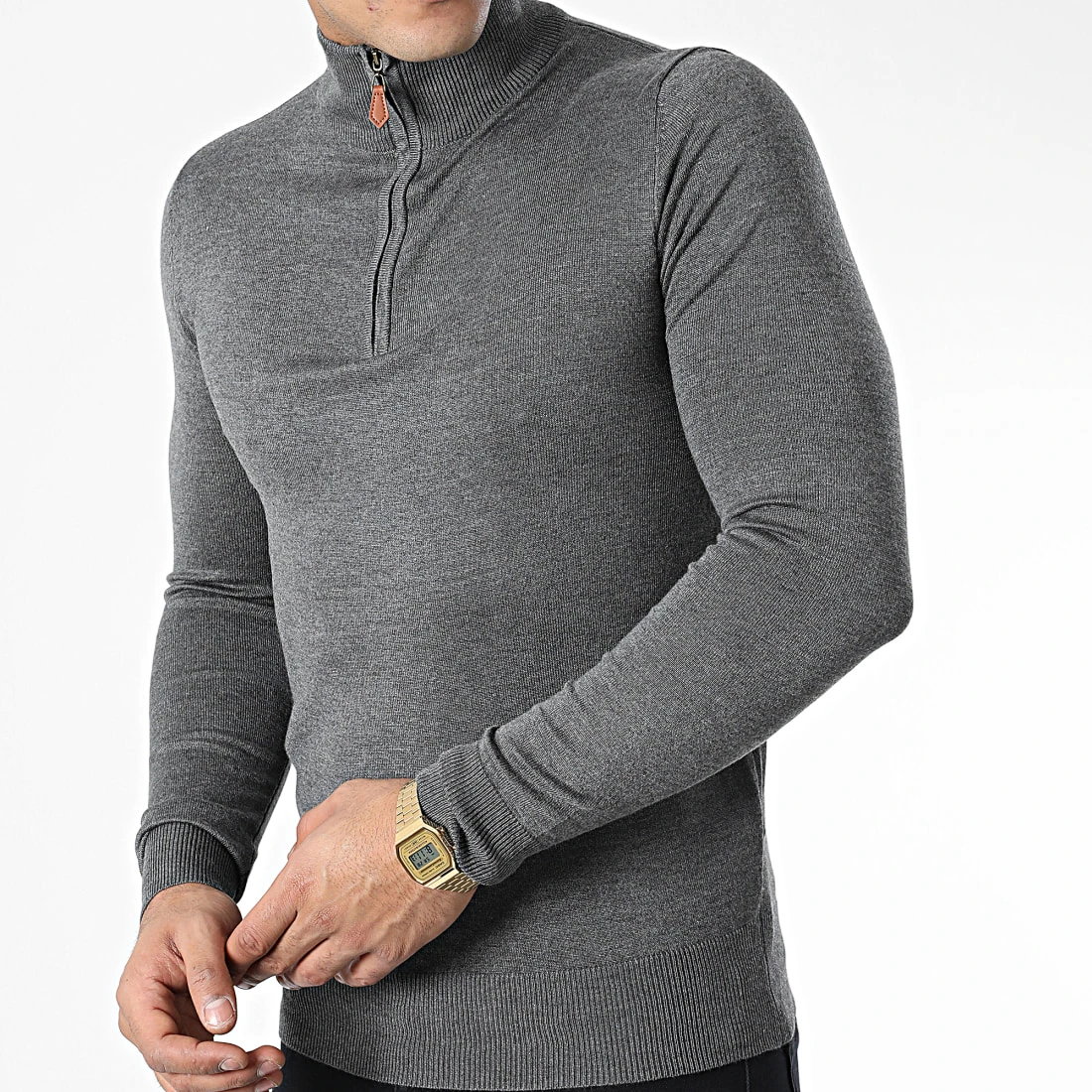 Meilleur prix ⌛ Pull Col Zippé J666 Gris Anthracite Chiné de Classic Series 🧨 5 Meilleur prix ⌛ Pull Col Zippé J666 Gris Anthracite Chiné de Classic Series 🧨 – Image 3