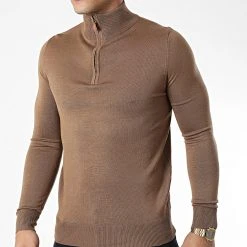 Bon marché 💯 Pull Col Zippé J666 Camel de Classic Series ⭐