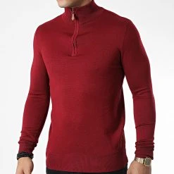 Sortie ✨ Pull Col Zippé J666 Bordeaux de Classic Series 🛒