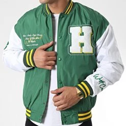 Grosses soldes ❤️ Veste Teddy 7426 Vert Blanc de Classic Series ❤️