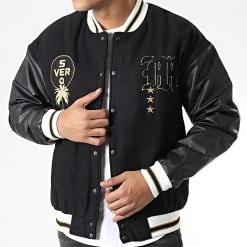 Coupon 🥰 Veste Teddy 7427 Noir Blanc de Classic Series ⌛