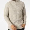 Sortie ❤️ Pull Col Zippé 6852 Beige de Classic Series ⭐ -Classic Series Soldes classic series 342232 6852 BEIGE 20221020T135056 01