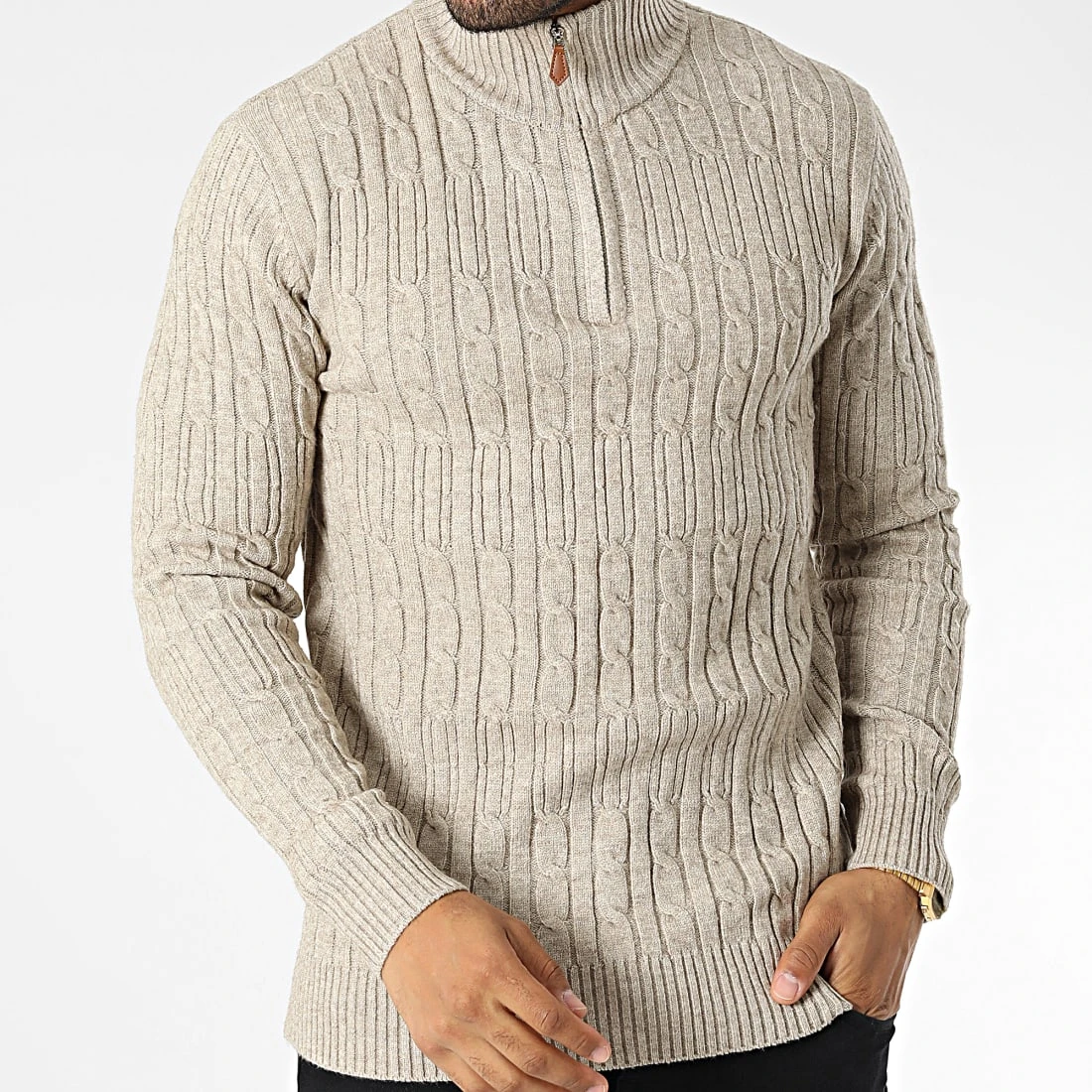 Sortie ❤️ Pull Col Zippé 6852 Beige de Classic Series ⭐ 3 Sortie ❤️ Pull Col Zippé 6852 Beige de Classic Series ⭐