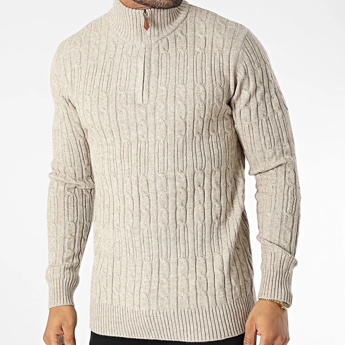 Sortie ❤️ Pull Col Zippé 6852 Beige de Classic Series ⭐ 5 Sortie ❤️ Pull Col Zippé 6852 Beige de Classic Series ⭐ – Image 3