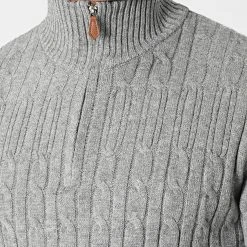 Meilleur prix ⭐ Pull Col Zippé 6852 Gris Chiné de Classic Series 🔔 -Classic Series Soldes classic series 342233 6852 GRIS CHINE 20221020T135330 02