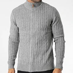 Promo 🤩 Gilet Zippé 6855 Gris Chiné de Classic Series 🌟