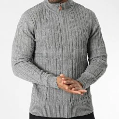 Promo 🤩 Gilet Zippé 6855 Gris Chiné de Classic Series 🌟 -Classic Series Soldes classic series 342239 6855 GRIS CHINE 20221020T135350 03