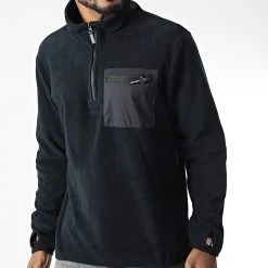 Coupon 👏 Sweat Polaire Col Zippé DP-10022-005 Noir de Classic Series ⭐