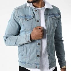 De gros ⌛ Veste Jean Col Mouton Kash Teddy DP3010 Bleu Denim de Classic Series 👏 -Classic Series Soldes classic series 342306 DP3010 044 20221021T151423 03
