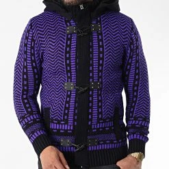 Meilleure affaire 💯 Gilet Zippé Capuche 3007 Bleu Marine Violet de Classic Series 🤩