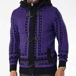 Meilleure affaire 💯 Gilet Zippé Capuche 3007 Bleu Marine Violet de Classic Series 🤩 -Classic Series Soldes classic series 342497 3007 BLEU 20221007T160803 03