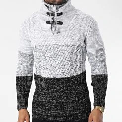 Nouveau 😍 Pull Col Montant 5012 Noir Chiné Gris Chiné de Classic Series 🔥