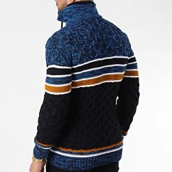 Remise 😀 Pull Col Montant 5013 Bleu Marine Bleu Chiné de Classic Series 👏 -Classic Series Soldes classic series 342528 5013 BLEU 20221007T155200 04