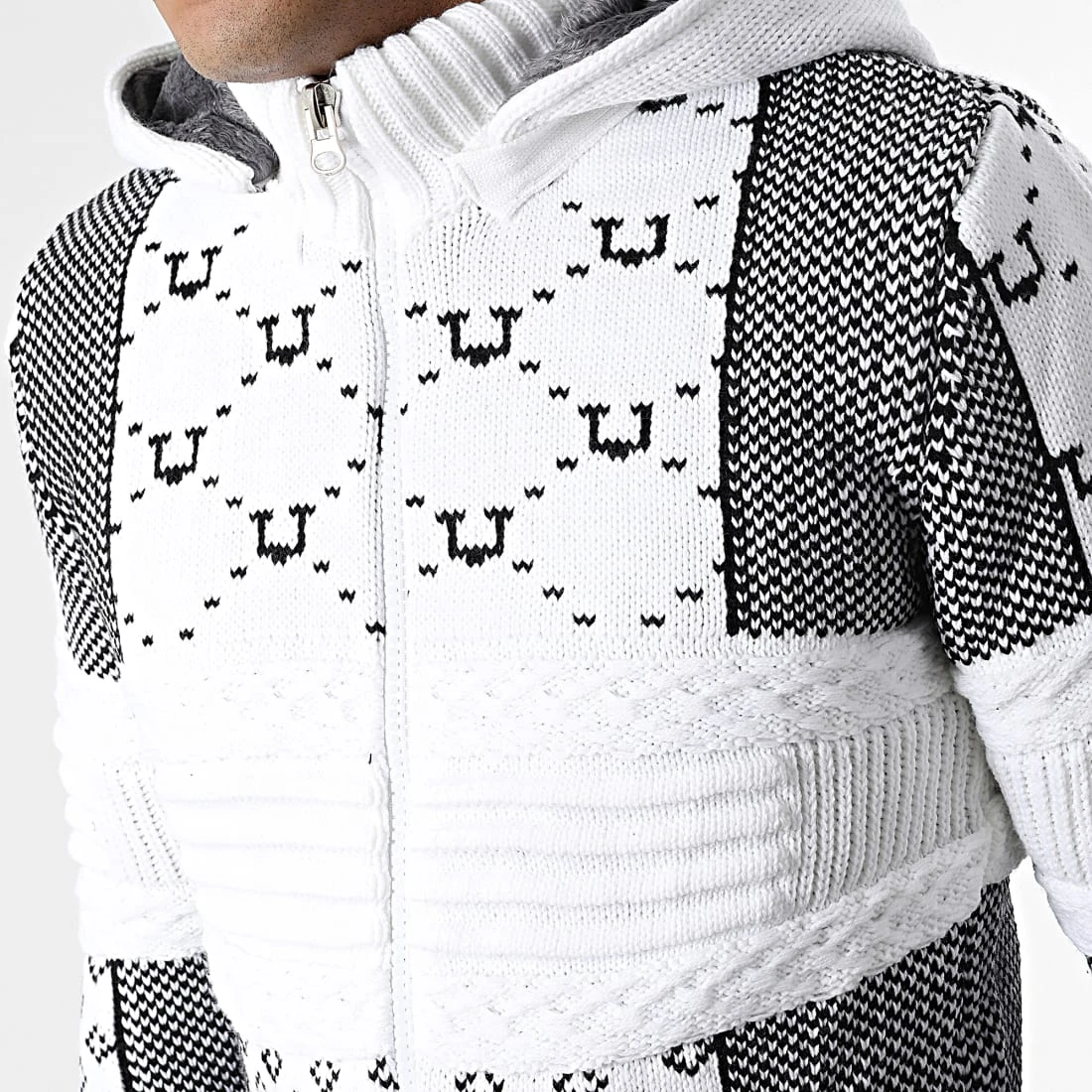 Nouveau 🔔 Gilet Zippé Capuche 3013 Beige Clair Noir de Classic Series ✨ 4 Nouveau 🔔 Gilet Zippé Capuche 3013 Beige Clair Noir de Classic Series ✨ – Image 2