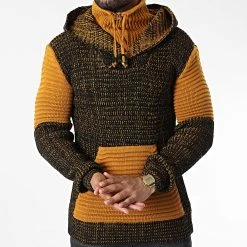 De gros 👏 Pull Capuche 5008 Noir Chiné Orange de Classic Series ⭐ -Classic Series Soldes classic series 342596 5008 BLACK YELLOW 20221007T155336 03