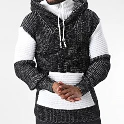 Le moins cher ✔️ Pull Capuche 5008 Noir Chiné Blanc de Classic Series ❤️ -Classic Series Soldes classic series 342598 5008 NOIR 20221007T155529 03