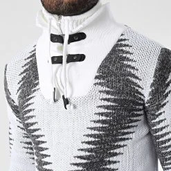 Coupon ⭐ Pull Col Montant 5018 Beige Clair Gris Anthracite Chiné de Classic Series ❤️ -Classic Series Soldes classic series 342602 5018 WHITE 20221007T155051 02