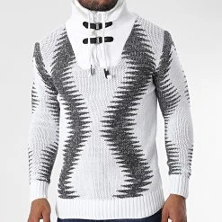 Coupon ⭐ Pull Col Montant 5018 Beige Clair Gris Anthracite Chiné de Classic Series ❤️ -Classic Series Soldes classic series 342602 5018 WHITE 20221007T155052 03