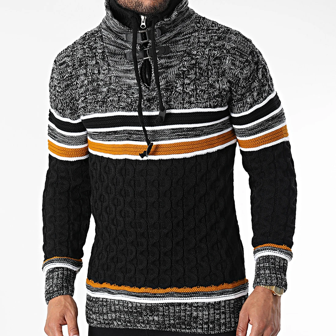 Promo 🤩 Pull Col Montant 5013 Noir Gris Chiné de Classic Series 🧨 3 Promo 🤩 Pull Col Montant 5013 Noir Gris Chiné de Classic Series 🧨