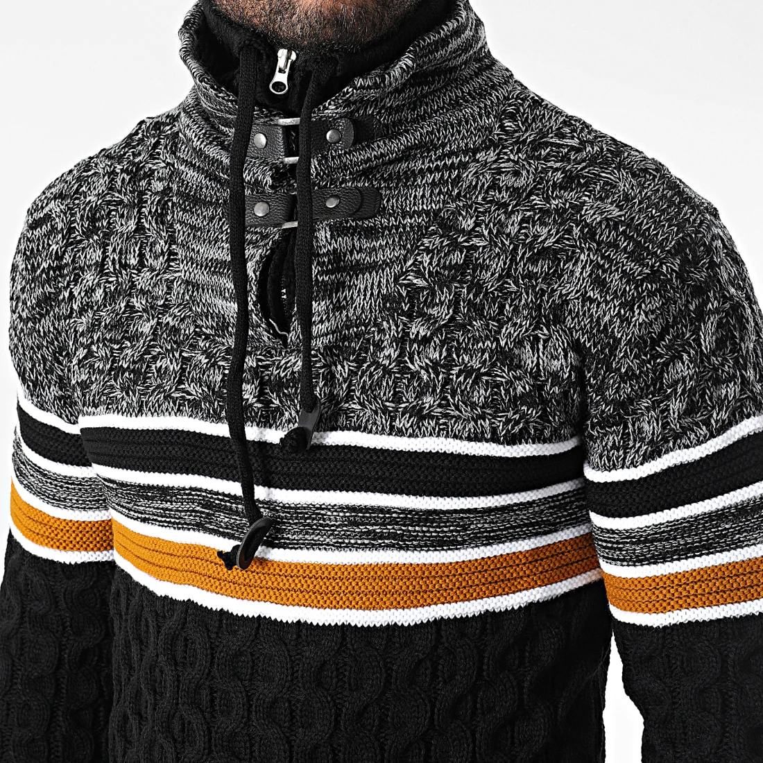 Promo 🤩 Pull Col Montant 5013 Noir Gris Chiné de Classic Series 🧨 4 Promo 🤩 Pull Col Montant 5013 Noir Gris Chiné de Classic Series 🧨 – Image 2