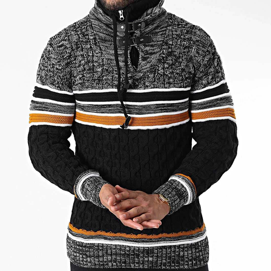 Promo 🤩 Pull Col Montant 5013 Noir Gris Chiné de Classic Series 🧨 5 Promo 🤩 Pull Col Montant 5013 Noir Gris Chiné de Classic Series 🧨 – Image 3