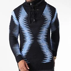 Meilleure affaire 🥰 Pull Col Montant 5018 Bleu Marine Bleu Clair Chiné de Classic Series 😀 -Classic Series Soldes classic series 342605 5018 BLUE 20221007T155302 03