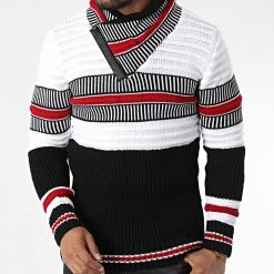Grosses soldes 🌟 Pull Col Amplified 5007 Noir Blanc Rouge de Classic Series ⭐