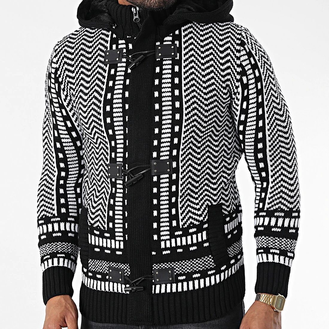 Offres ⭐ Gilet Zippé Capuche 3007 Noir Blanc de Classic Series ❤️ 5 Offres ⭐ Gilet Zippé Capuche 3007 Noir Blanc de Classic Series ❤️ – Image 3