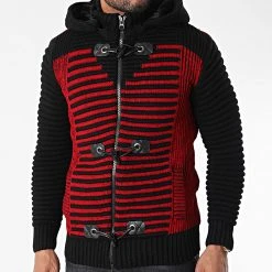 Grosses soldes 🤩 Gilet Zippé Capuche 3005 Noir Rouge de Classic Series ✔️