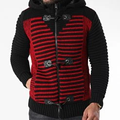 Grosses soldes 🤩 Gilet Zippé Capuche 3005 Noir Rouge de Classic Series ✔️ -Classic Series Soldes classic series 342662 3005 RED 20221007T160716 03