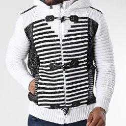 Offres ❤️ Gilet Zippé Capuche 3005 Beige Clair Noir de Classic Series ✨ -Classic Series Soldes classic series 342663 3005 WHITE BLACK 20221007T155035 03