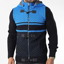 Coupon ✔️ Gilet Zippé Capuche 3012 Bleu Marine Bleu Clair de Classic Series ✔️