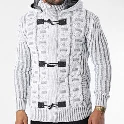 Bon marché 👏 Gilet Zippé Capuche 3010 Blanc Gris Clair de Classic Series 🎁