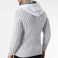 Bon marché 👏 Gilet Zippé Capuche 3010 Blanc Gris Clair de Classic Series 🎁 -Classic Series Soldes classic series 342670 3010 LTGREY 20221007T161154 04