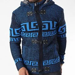 Remise 🔥 Gilet Zippé Capuche 3014 Bleu Clair Noir de Classic Series 👏