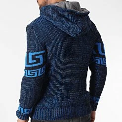 Remise 🔥 Gilet Zippé Capuche 3014 Bleu Clair Noir de Classic Series 👏 -Classic Series Soldes classic series 342672 3014 BLUE 20221007T160822 04