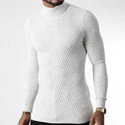 Remise 🌟 Pull Col Roulé 1596 Beige Clair Chiné de Classic Series ⭐