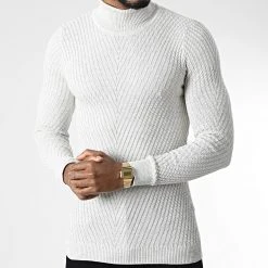 Remise 🌟 Pull Col Roulé 1596 Beige Clair Chiné de Classic Series ⭐ -Classic Series Soldes classic series 342757 1596 ECRU MELANGE 20221020T155928 03