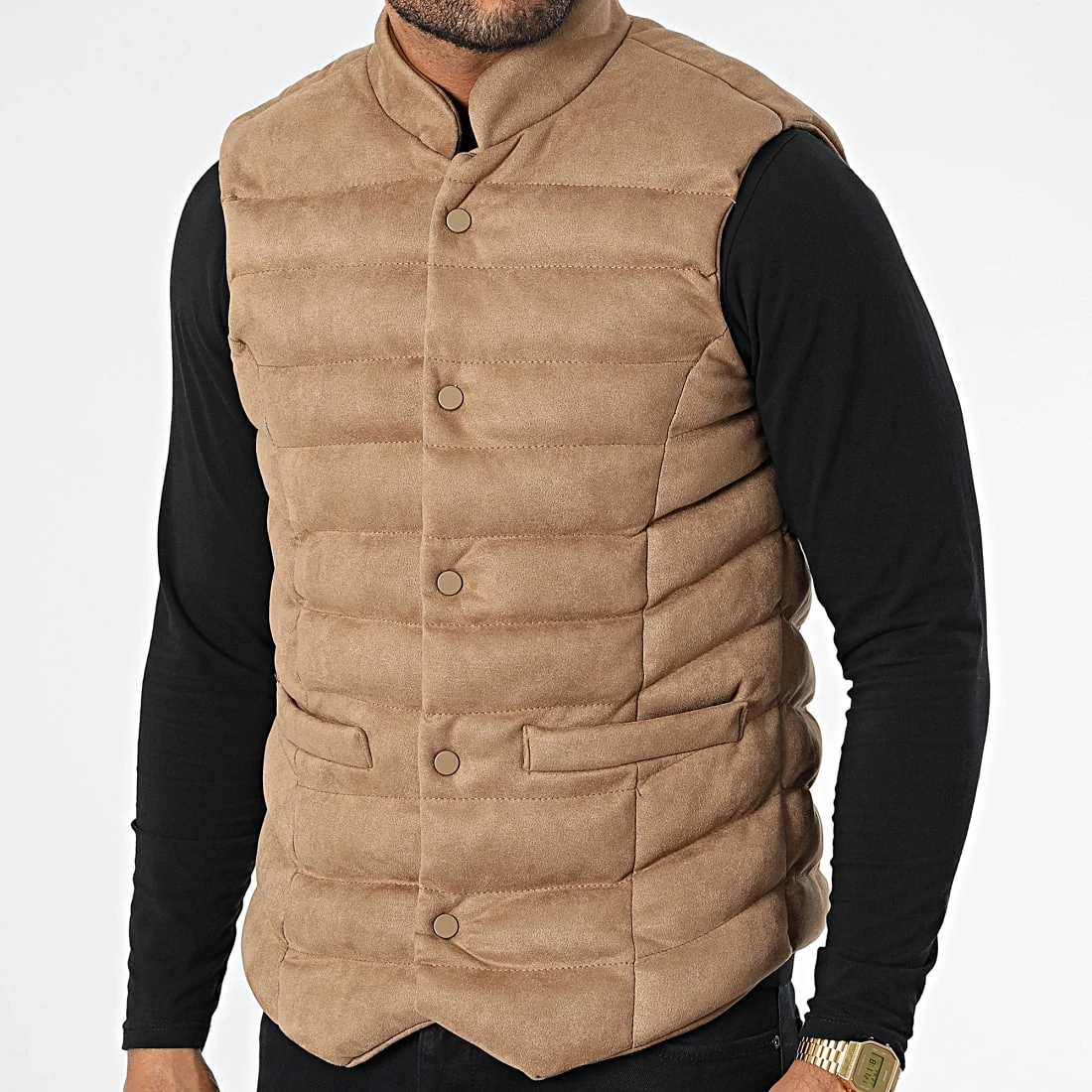 Nouveau 👏 Veste Sans Manches 403 Beige Foncé de Classic Series 🔥 5 Nouveau 👏 Veste Sans Manches 403 Beige Foncé de Classic Series 🔥 – Image 3