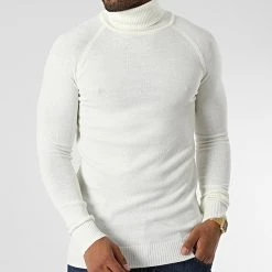 Tout neuf 🛒 Pull Col Roulé T3873 Blanc de Classic Series ❤️