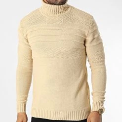 Vente flash ✔️ Pull Col Roulé T3832 Camel de Classic Series 🤩