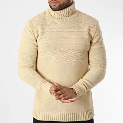 Vente flash ✔️ Pull Col Roulé T3832 Camel de Classic Series 🤩 -Classic Series Soldes classic series 345924 T3832 KREM 20221028T162219 03