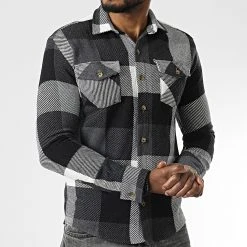Coupon 👍 Surchemise A Carreaux 7029 Noir de Classic Series ✨
