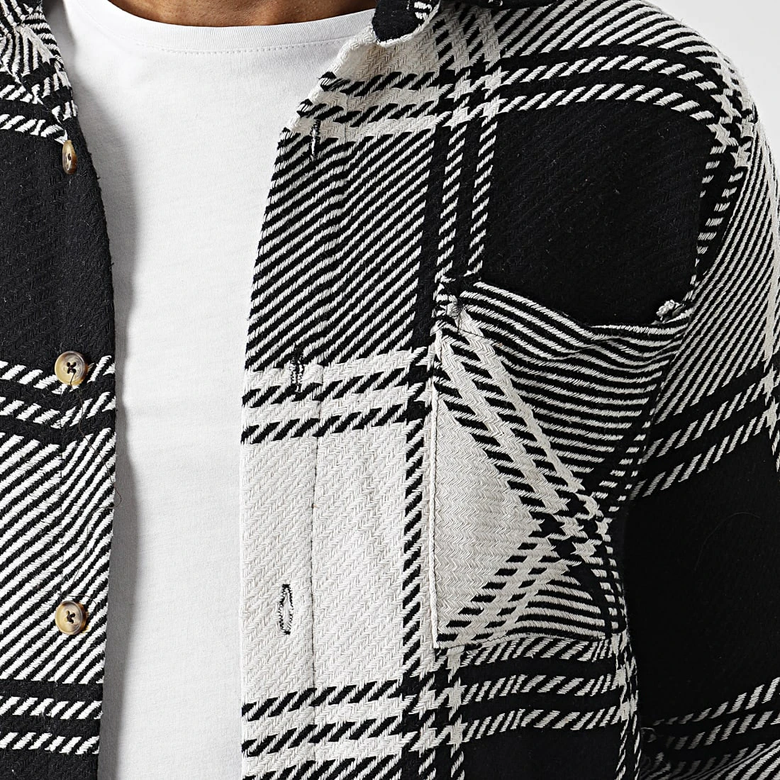 Meilleur prix ⭐ Surchemise A Carreaux 7023 Noir Blanc de Classic Series ⭐ 4 Meilleur prix ⭐ Surchemise A Carreaux 7023 Noir Blanc de Classic Series ⭐ – Image 2