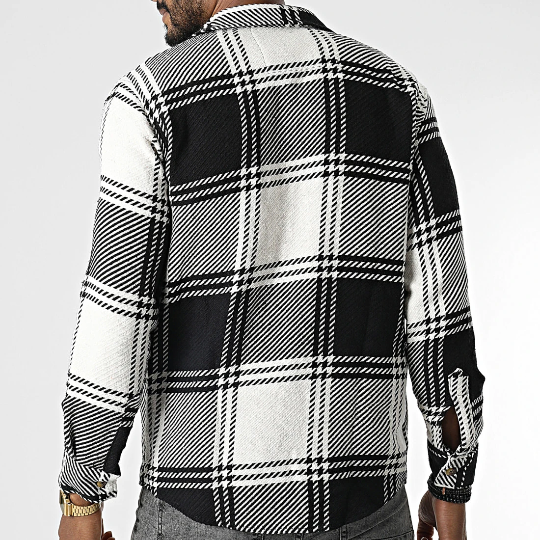 Meilleur prix ⭐ Surchemise A Carreaux 7023 Noir Blanc de Classic Series ⭐ 6 Meilleur prix ⭐ Surchemise A Carreaux 7023 Noir Blanc de Classic Series ⭐ – Image 4