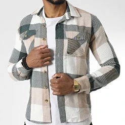 De gros ✨ Surchemise A Carreaux 7029 Vert Kaki de Classic Series ❤️